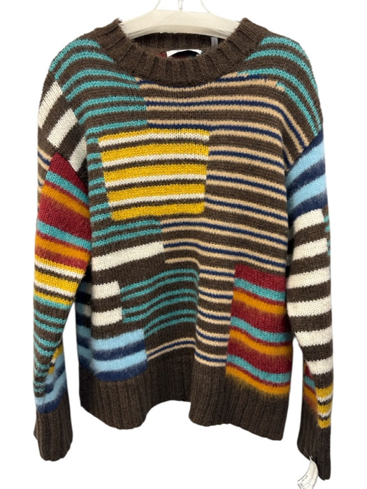 Guizio Size XS/S Brown & Multi Acrylic & Wool Blend Knit Striped Sweater Brown & Multi / XS/S