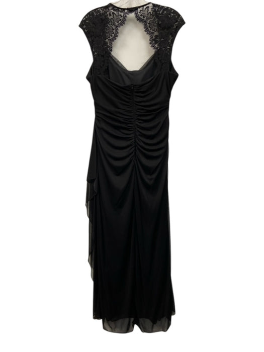 Xscape Size 16 Black Polyester Sleeveless Lace Detail Draped Full Length Gown Black / 16