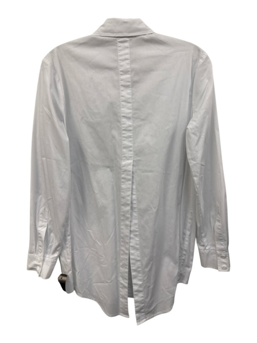 L'agence Size S White Cotton Blend Button Up Back Slit Long Sleeve Shirt Top White / S