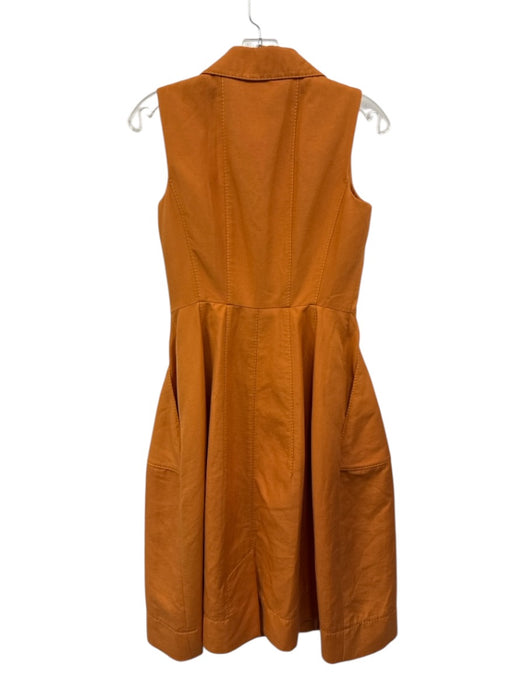 Akris Size 4 Orange Cotton Blend Sleeveless Button Front Collared Dress Orange / 4