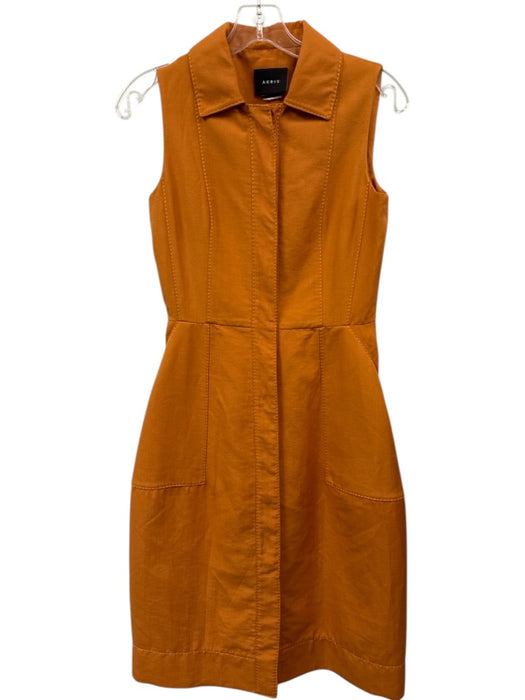 Akris Size 4 Orange Cotton Blend Sleeveless Button Front Collared Dress Orange / 4