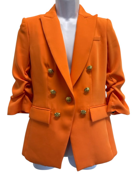 Veronica Beard Size 4 Orange Polyester Front Pleat Scrunch Sleeve Pant Set Orange / 4