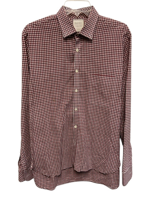 Billy Reid Size L Red & White Cotton Plaid Button up Men's Long Sleeve Shirt Red & White / L