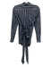 Ann Mashburn Size XS Navy Blue & White Cotton Stripe Wrap Button Down Dress Navy Blue & White / XS