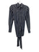 Ann Mashburn Size XS Navy Blue & White Cotton Stripe Wrap Button Down Dress Navy Blue & White / XS