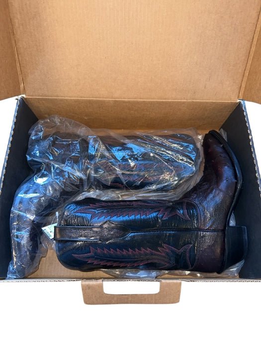 Black Jack Shoe Size 10B Black & Magenta Leather Ostrich Cowboy Boots Black & Magenta / 10B