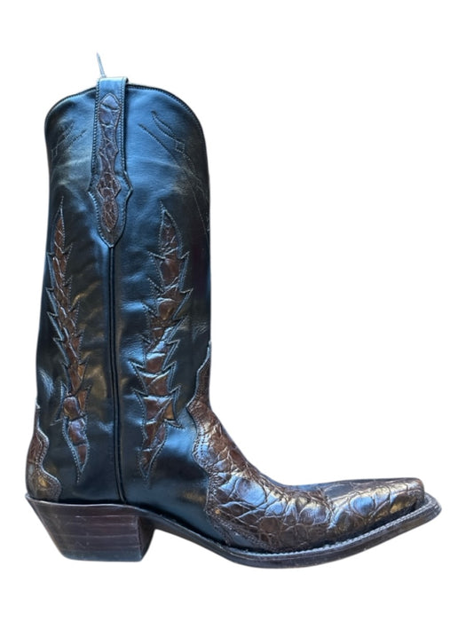 Black Jack Shoe Size 10B Black & Brown Leather Croc Cowboy Boots Black & Brown / 10B