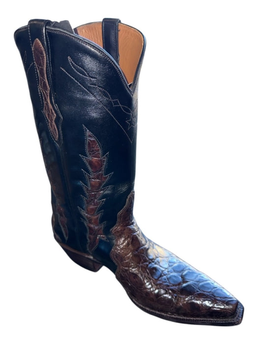 Black Jack Shoe Size 10B Black & Brown Leather Croc Cowboy Boots Black & Brown / 10B