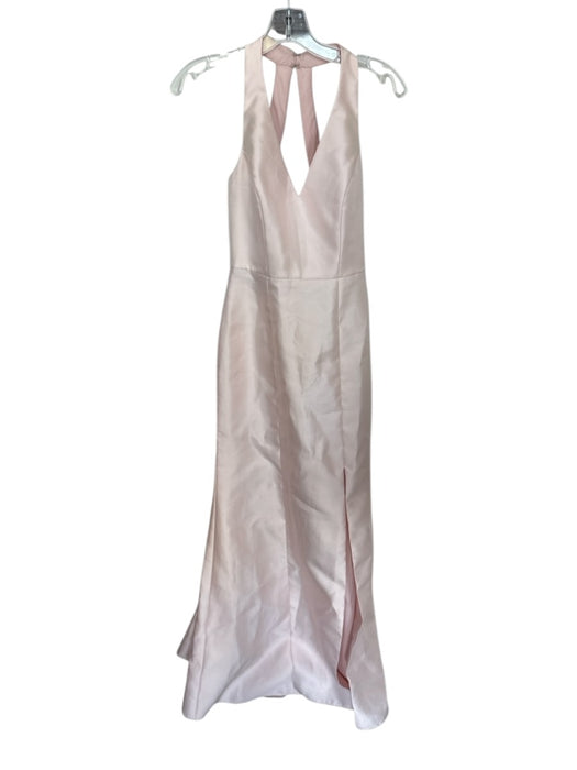 Alfred Sung Size 4 Pale Pink Polyester V Neck Sleeveless Side Slit Gown Pale Pink / 4