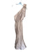 Alfred Sung Size 10 Champange Polyester One Shoulder Bow Back Zip Maxi Gown Champange / 10