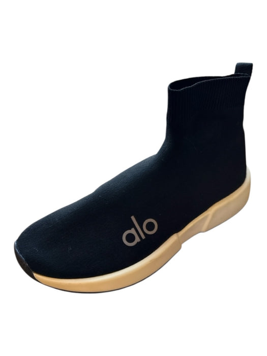Alo Shoe Size 10 Black & White Canvas Mid Top Laceless Sock Athletic Sneakers Black & White / 10