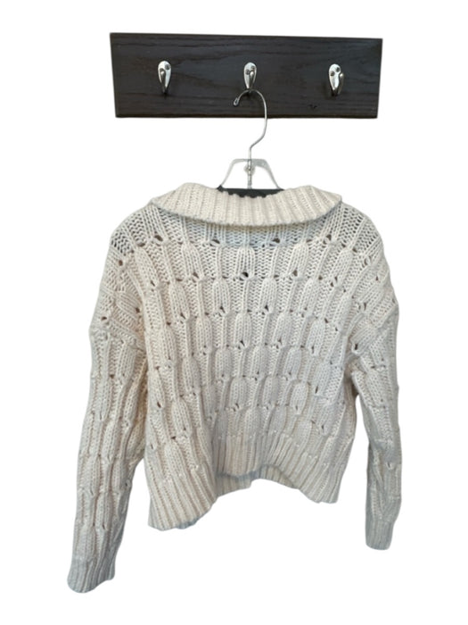 12th Tribe Size S Ivory Polyester Chunky Knit V Neck Long Sleeve Sweater Ivory / S