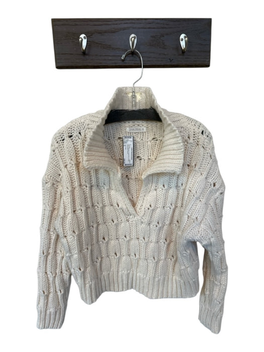 12th Tribe Size S Ivory Polyester Chunky Knit V Neck Long Sleeve Sweater Ivory / S