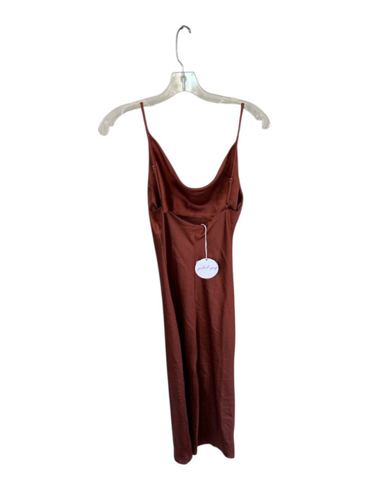 Petal + Pup Size 4 Rust Polyester Spaghetti Strap Cowl Neck Midi Dress Rust / 4
