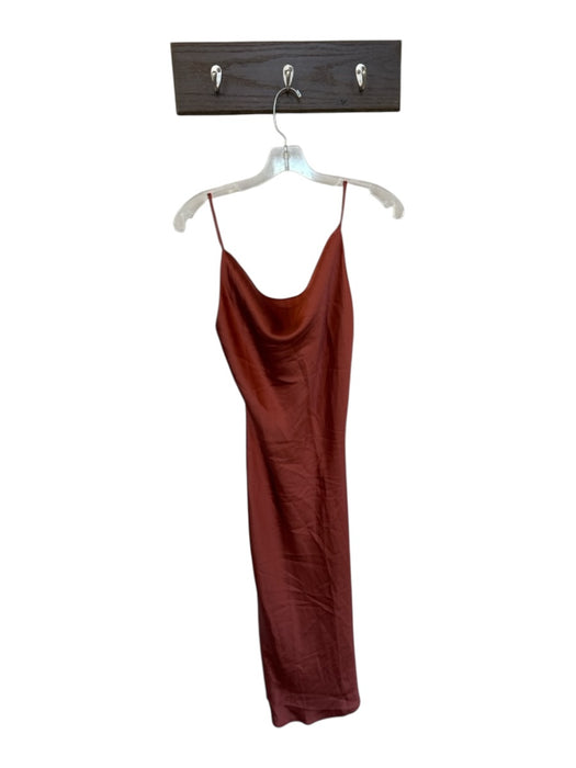 Petal + Pup Size 4 Rust Polyester Spaghetti Strap Cowl Neck Midi Dress Rust / 4