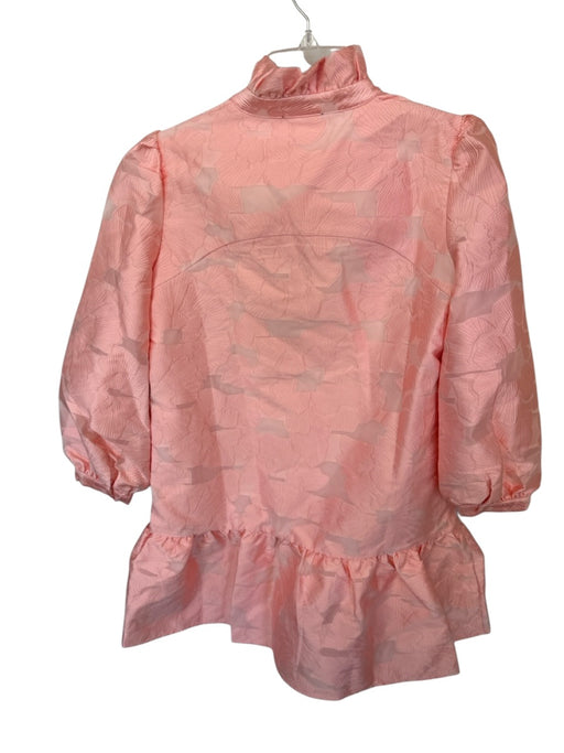 Tuckernuck Size XS Pink Polyester Ruffle Collar V Neck Long Sleeve Mini Dress Pink / XS