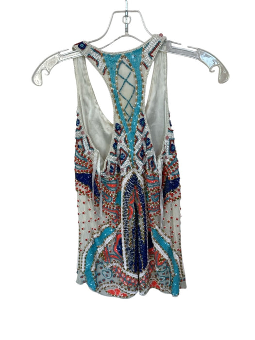 Parker Size X Multi Polyester Beaded Sequins Razorback Top Multi / X