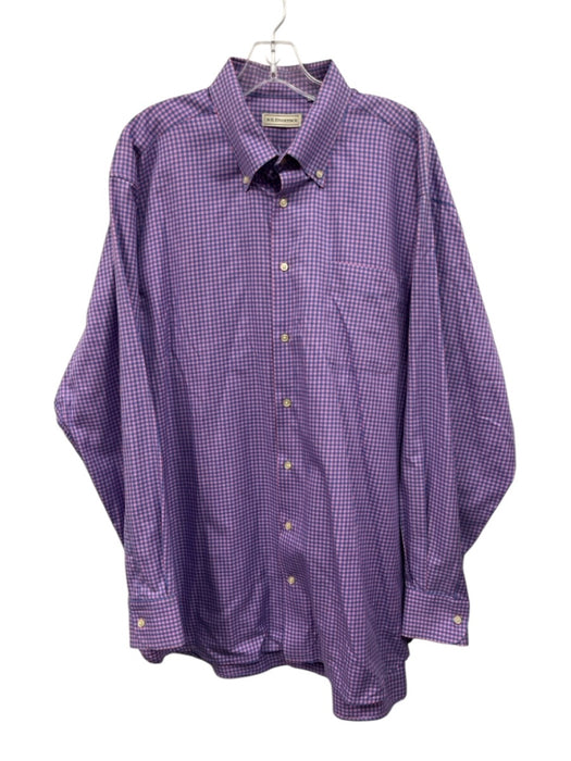 H Stockton Size XL Pink & Blue Cotton Plaid Button Up Men's Long Sleeve Shirt Pink & Blue / XL