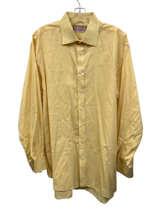 Thomas Pink Size 17 Yellow & White Cotton Gingham Button Up Long Sleeve Shirt Yellow & White / 17