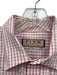 Thomas Pink Size 17 Magenta & White Print Cotton Plaid Men's Long Sleeve Shirt Magenta & White Print / 17