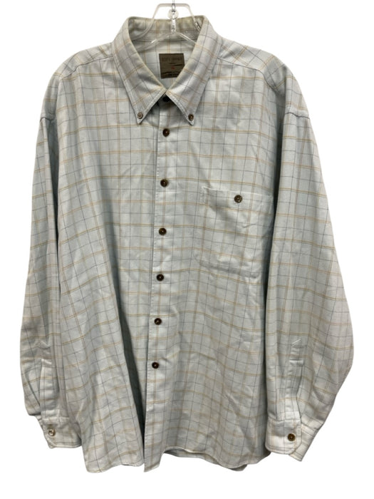 Scott Barber Size XL Light Blue & Beige Cotton Plaid Button Up Long Sleeve Shirt Light Blue & Beige / XL