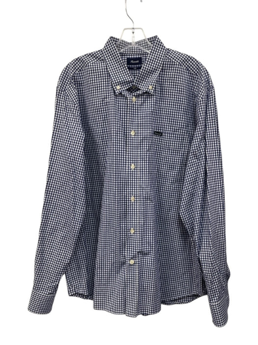 Facconable Size XL Blue & White Cotton Gingham Button Up Men's Long Sleeve Shirt Blue & White / XL
