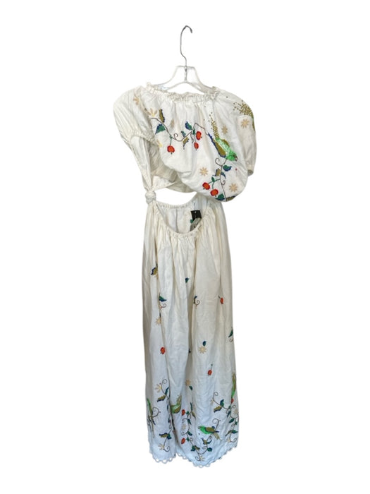 Farm Rio Size S White & Multi Cotton One Long Sleeve Cross Stitch Fruit Dress White & Multi / S