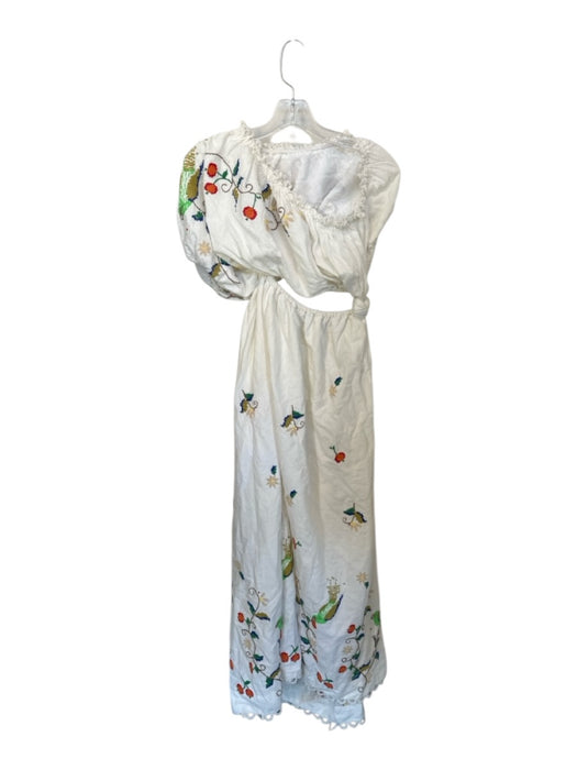 Farm Rio Size S White & Multi Cotton One Long Sleeve Cross Stitch Fruit Dress White & Multi / S