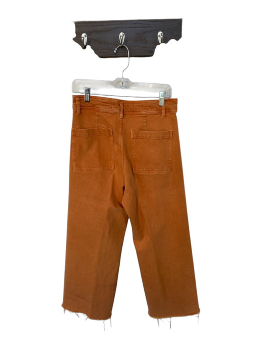Zara Size 10 Burnt Orange High Waist Raw Hem Zip Fly Wide Leg Jeans Burnt Orange / 10
