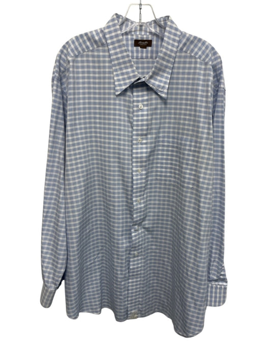 Hamilton Size Est XXL Blue & White Cotton Plaid Button Up Long Sleeve Shirt Blue & White / Est XXL