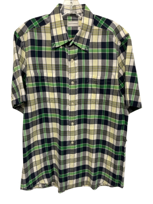 Maus & Hoffman Size XL Green & Navy Cotton Plaid Button Up Men's Short Sleeve Green & Navy / XL