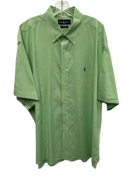 Ralph Lauren Size XXL Green & White Cotton Micro Button Up Men's Short Sleeve Green & White / XXL