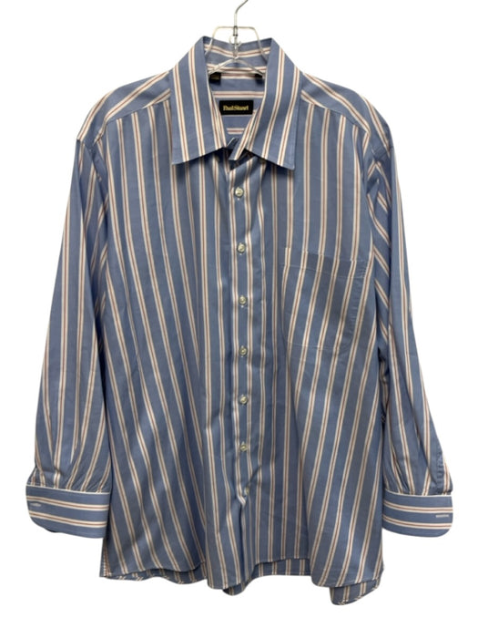 Paul Stuart Size XL Blue & Red Cotton Striped Button Up Men's Long Sleeve Shirt Blue & Red / XL