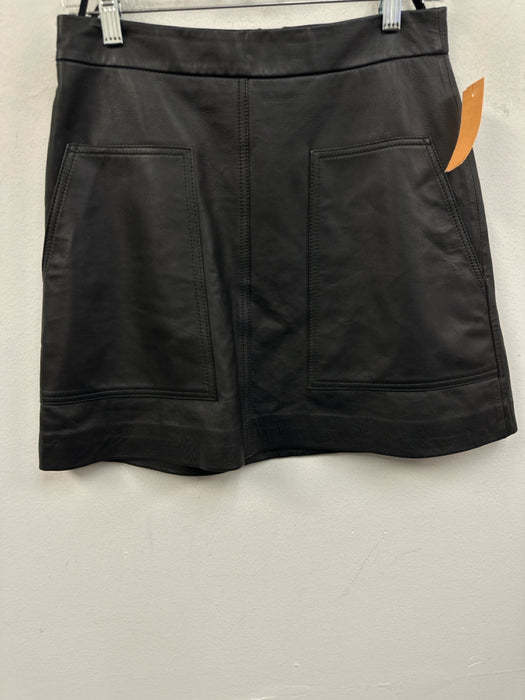 Ted Baker Size 2 Black Leather Pockets Back Zip Above Knee Skirt