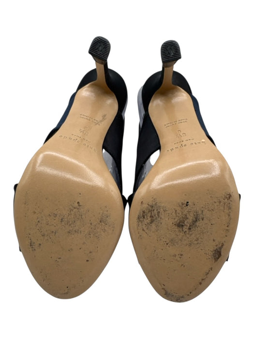 Kate Spade Shoe Size 8.5 Black & Navy Satin Peep Toe Slingback Stiletto Pumps Black & Navy / 8.5