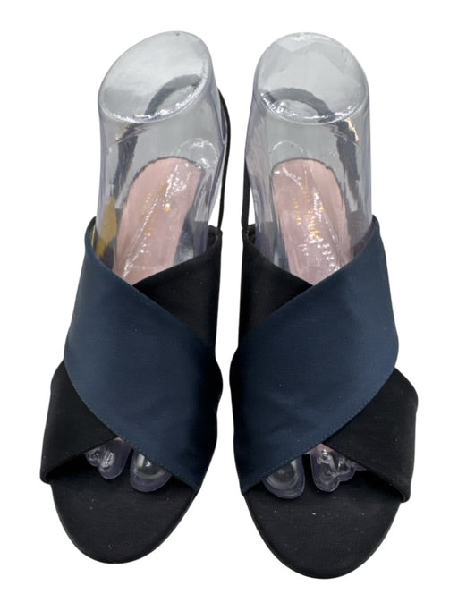 Kate Spade Shoe Size 8.5 Black & Navy Satin Peep Toe Slingback Stiletto Pumps Black & Navy / 8.5