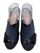 Kate Spade Shoe Size 8.5 Black & Navy Satin Peep Toe Slingback Stiletto Pumps Black & Navy / 8.5