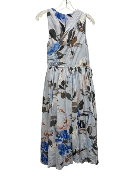 Aje Size 8 Baby Blue, Black & Multi Cotton Sleeveless Floral Elastic Waist Dress Baby Blue, Black & Multi / 8