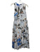 Aje Size 8 Baby Blue, Black & Multi Cotton Sleeveless Floral Elastic Waist Dress Baby Blue, Black & Multi / 8