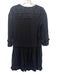 Tuckernuck Size XS Black Rayon Long Sleeve Lace Detail V Neck Fringe Hem Dress Black / XS
