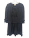 Tuckernuck Size XS Black Rayon Long Sleeve Lace Detail V Neck Fringe Hem Dress Black / XS