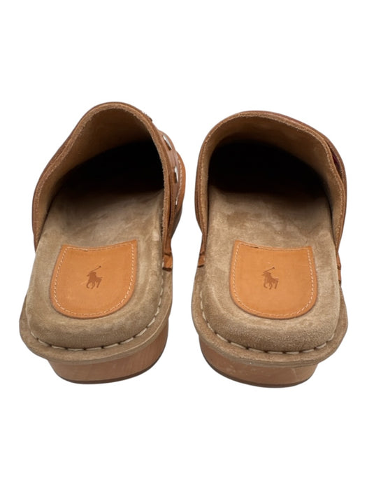 Ralph Lauren Shoe Size 36.5 Tan & Silver Leather Round Toe Stitch Detail Clogs Tan & Silver / 36.5