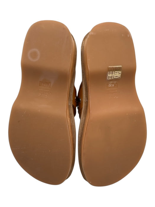 Ralph Lauren Shoe Size 36.5 Tan & Silver Leather Round Toe Stitch Detail Clogs Tan & Silver / 36.5