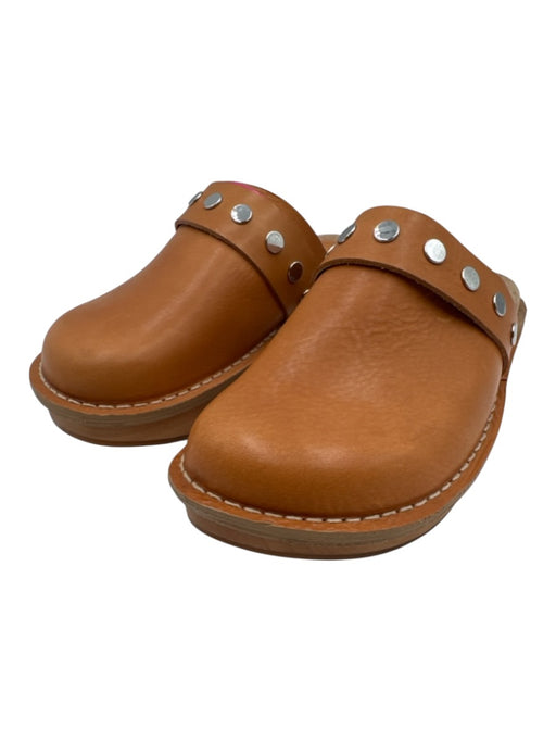 Ralph Lauren Shoe Size 36.5 Tan & Silver Leather Round Toe Stitch Detail Clogs Tan & Silver / 36.5