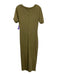 L Space Size Medium Olive Green Cotton Short Sleeve Twist Knot Side Slit Dress Olive Green / Medium