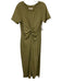 L Space Size Medium Olive Green Cotton Short Sleeve Twist Knot Side Slit Dress Olive Green / Medium