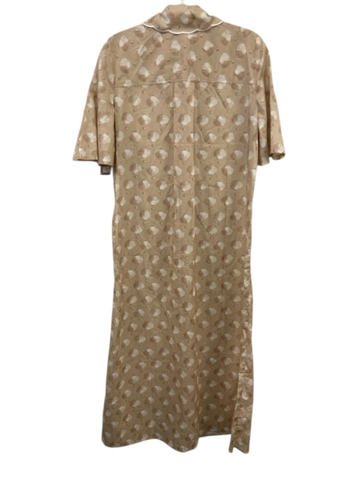 Tuckernuck Size Small Beige & White Cotton Short Sleeve Seashell Scalloped Dress Beige & White / Small