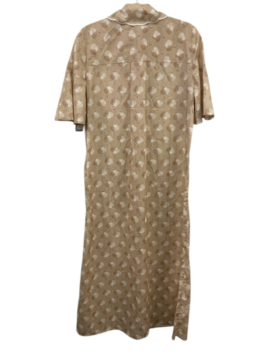 Tuckernuck Size Small Beige & White Cotton Short Sleeve Seashell Scalloped Dress Beige & White / Small