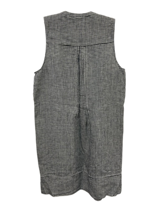Quince Size Small Black & White Linen Sleeveless Gingham Half Button Dress Black & White / Small