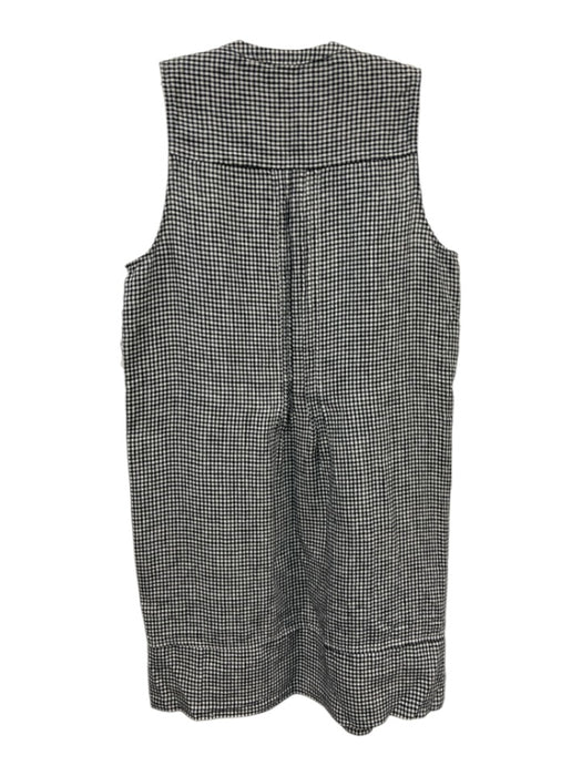 Quince Size Small Black & White Linen Sleeveless Gingham Half Button Dress Black & White / Small